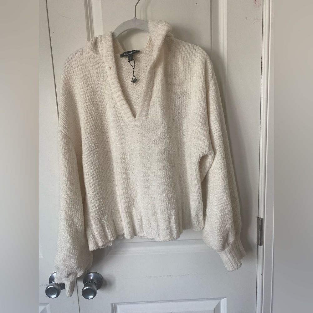 Express beige hooded sweater